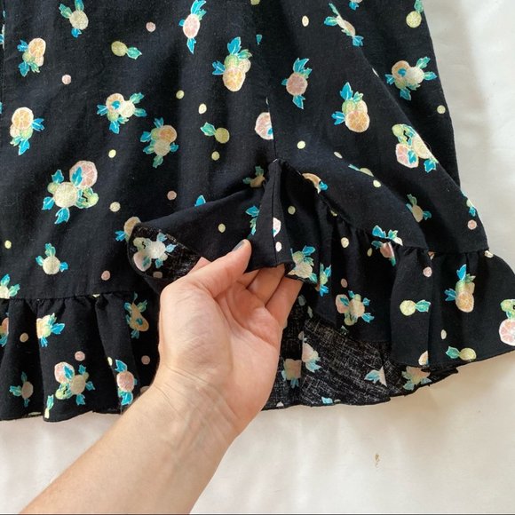 EUC Free People Like A Lady Dress Size XS Black Citrus Fruit Open Back Ruffles - Picture 11 of 16